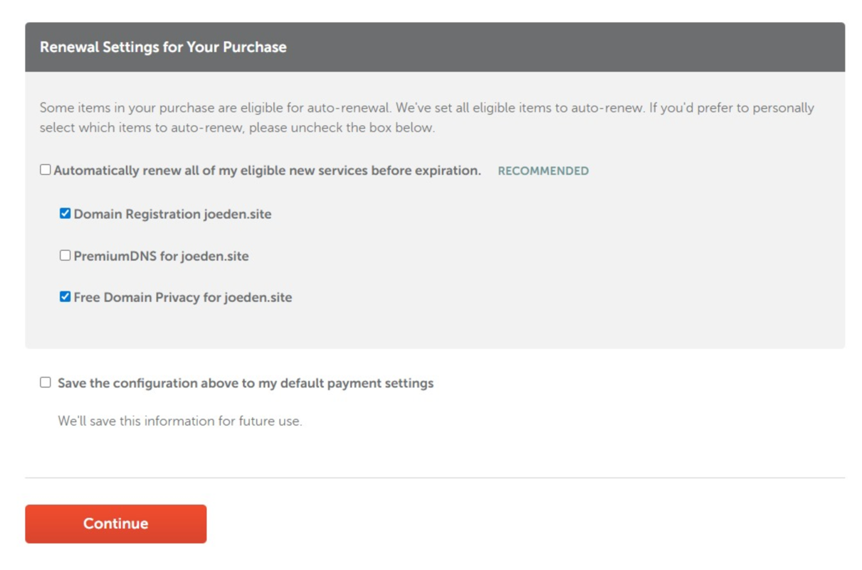 Namecheap Billing Setup