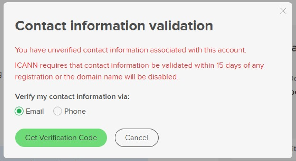 Name.com Contact Verification